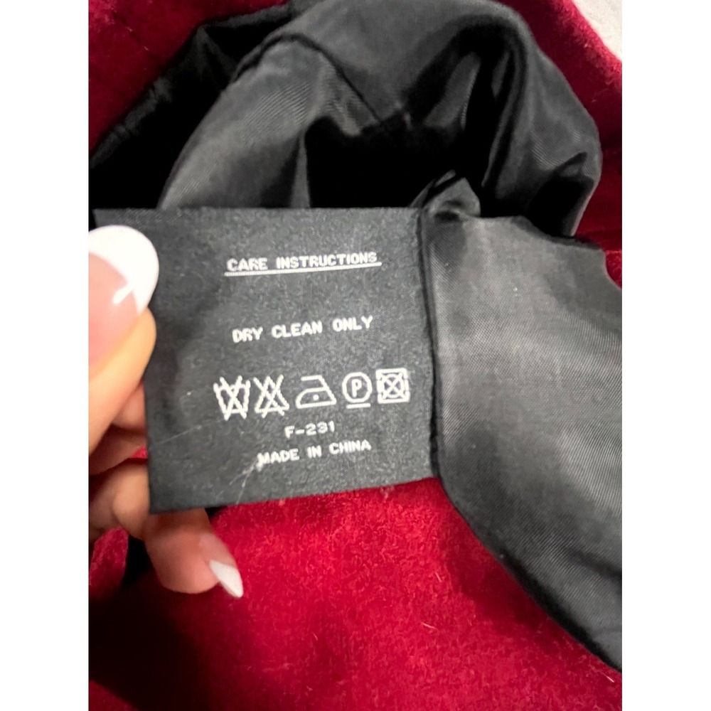 Fleet Street Ltd Blend Peacoat Womens Large Red Wool Lined Notch Lapel Warm Wear - Picture 5 of 8